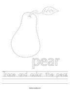 Trace and color the pear Handwriting Sheet