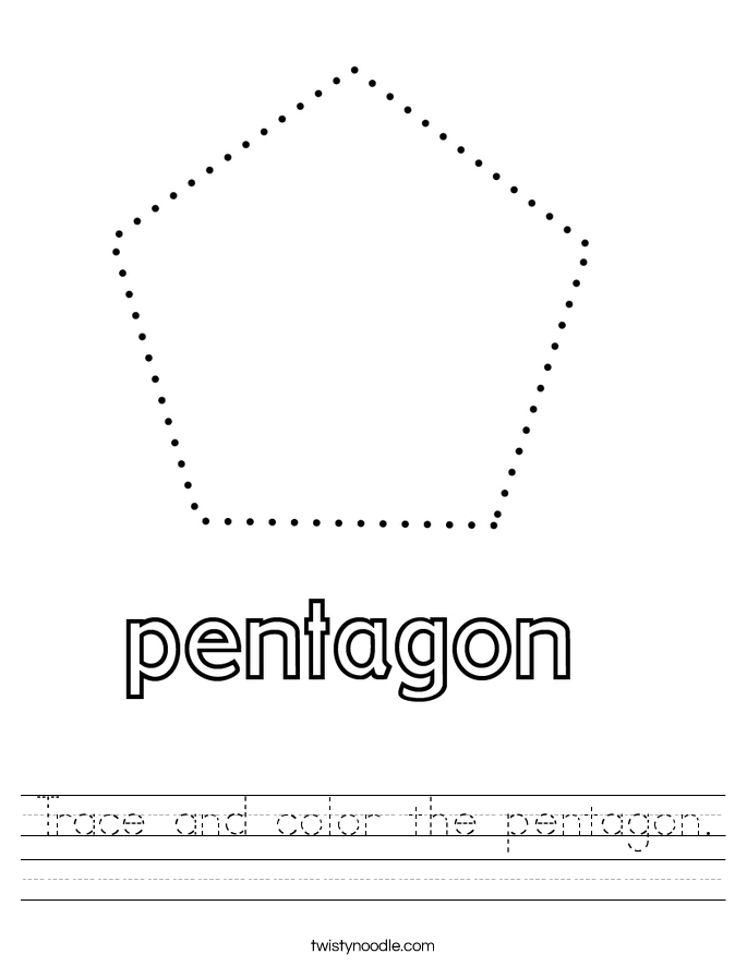 Trace and color the pentagon. Worksheet