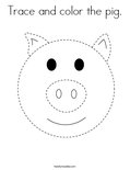 Trace and color the pig. Coloring Page