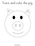 Trace and color the pig Coloring Page