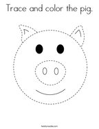 Trace and color the pig Coloring Page