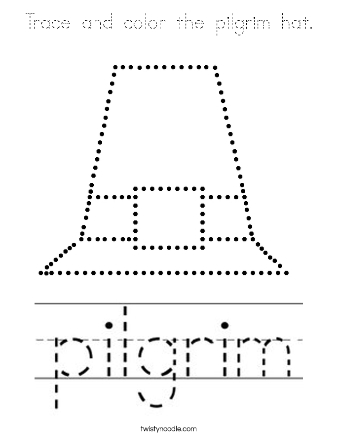 Trace and color the pilgrim hat. Coloring Page