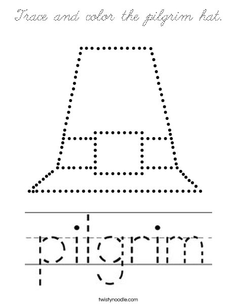 Trace and color the pilgrim hat. Coloring Page