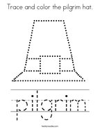 Trace and color the pilgrim hat Coloring Page