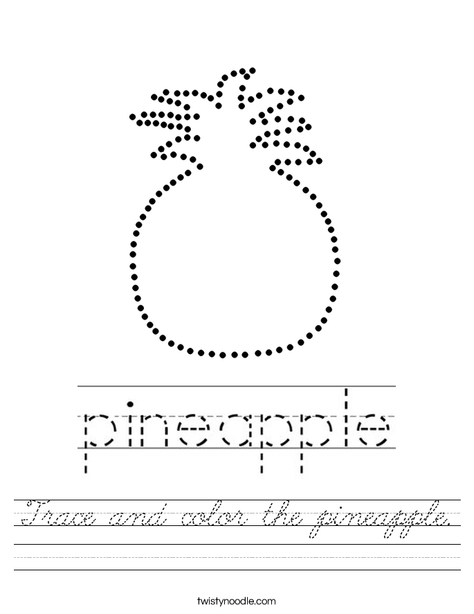 Trace and color the pineapple. Worksheet