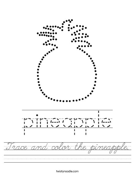 Trace and color the pineapple. Worksheet
