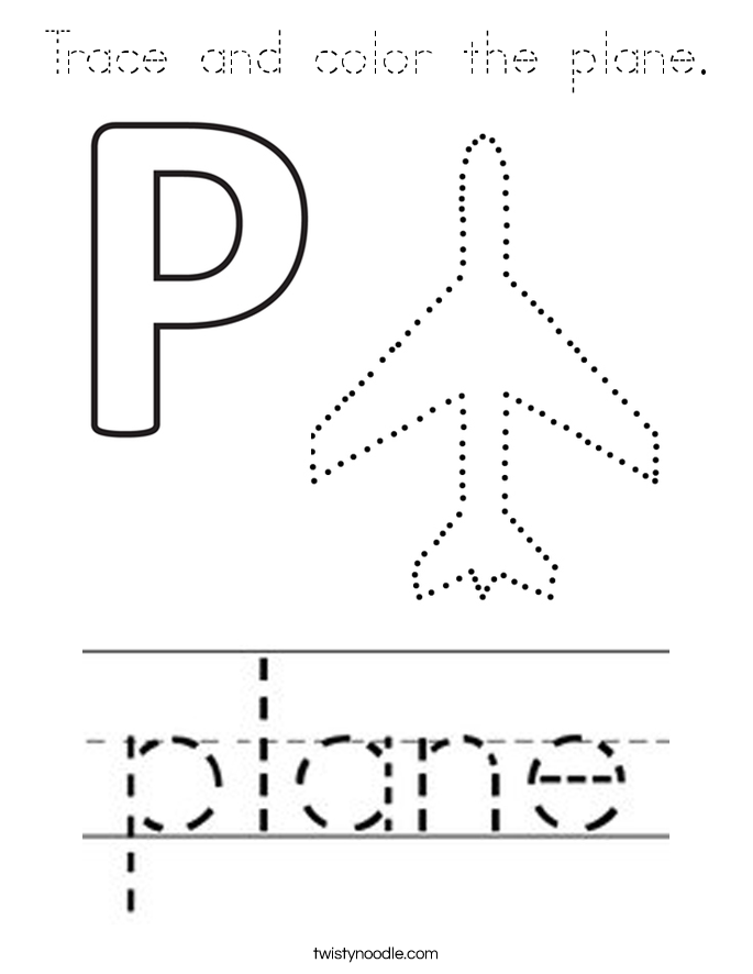 Trace and color the plane. Coloring Page