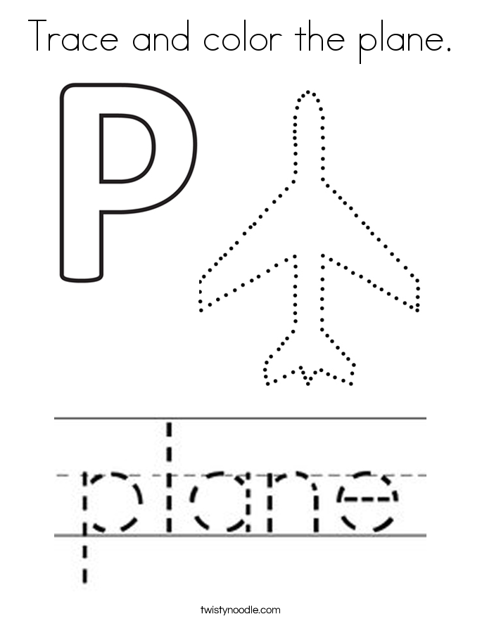 Trace and color the plane. Coloring Page