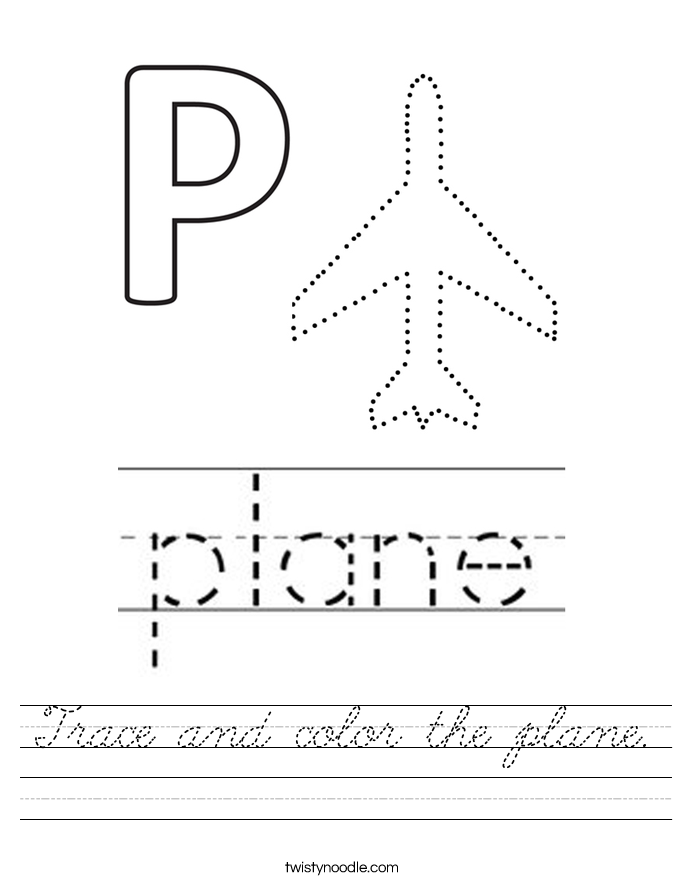 Trace and color the plane. Worksheet