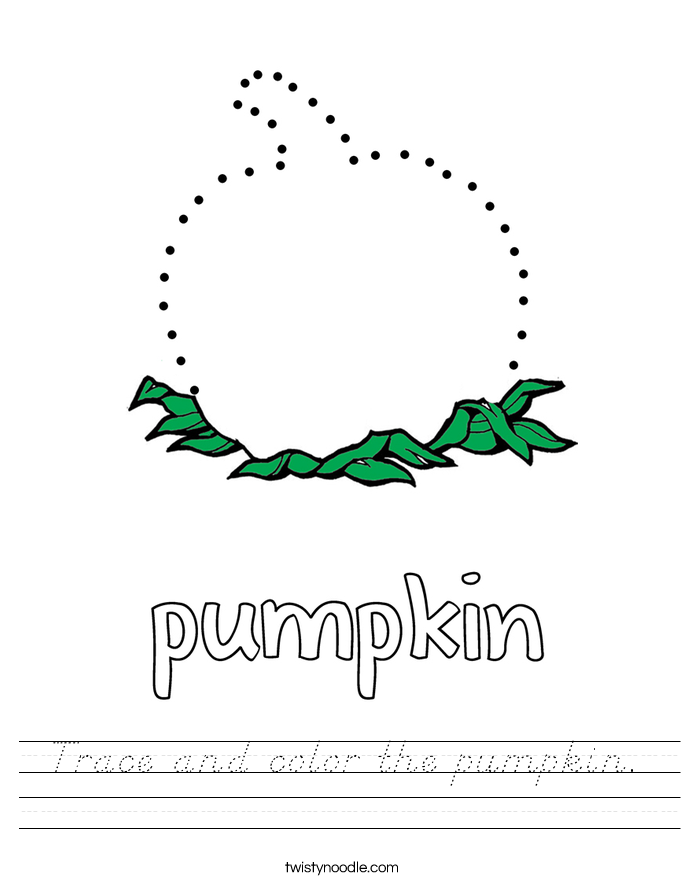Trace and color the pumpkin. Worksheet