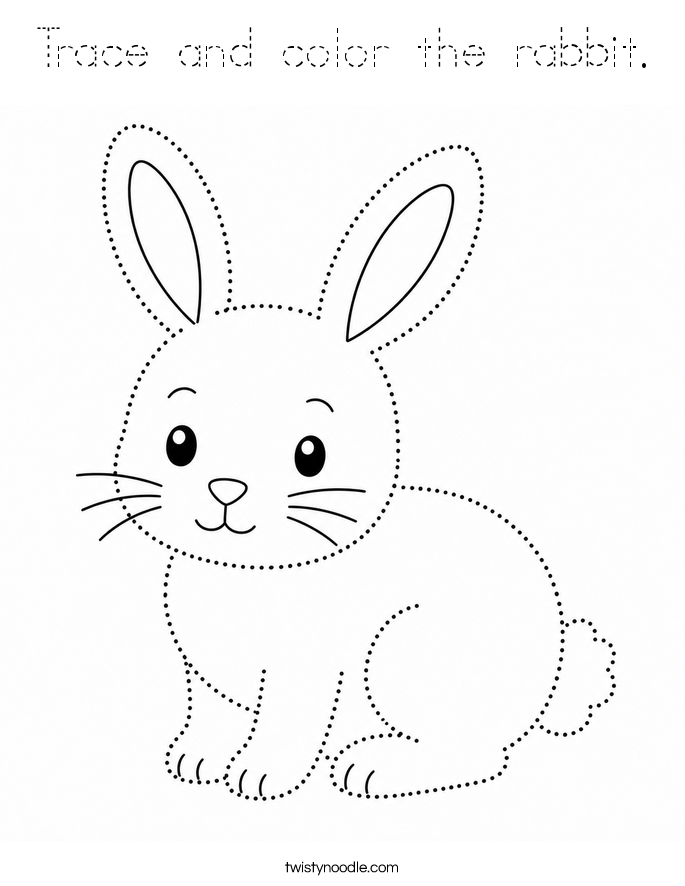 Trace and color the rabbit. Coloring Page