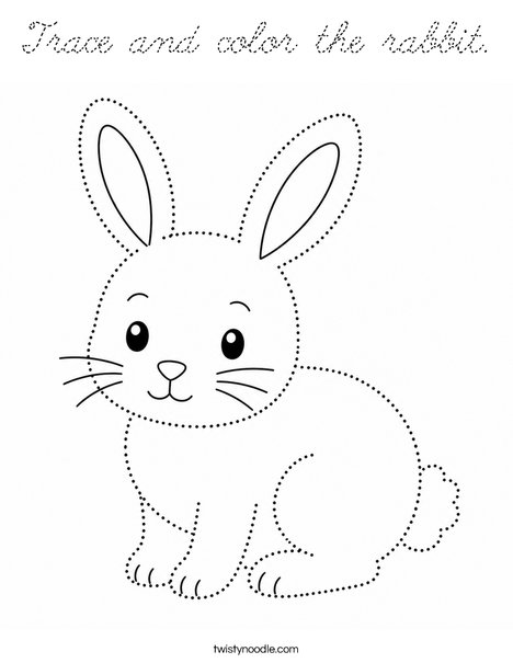 Trace and color the rabbit. Coloring Page
