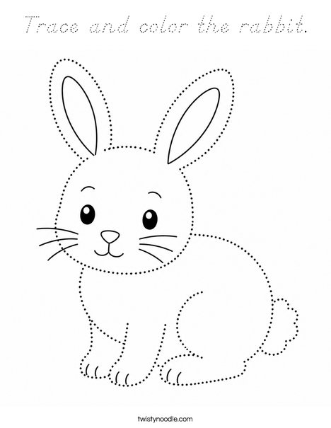 Trace and color the rabbit. Coloring Page