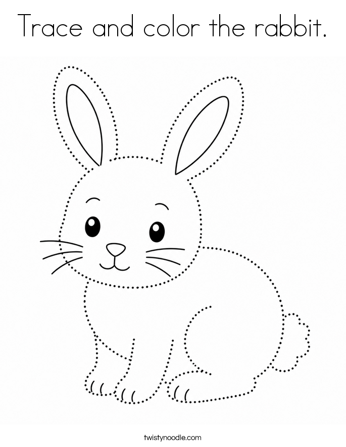 Trace and color the rabbit. Coloring Page