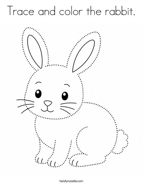 Trace and color the rabbit. Coloring Page