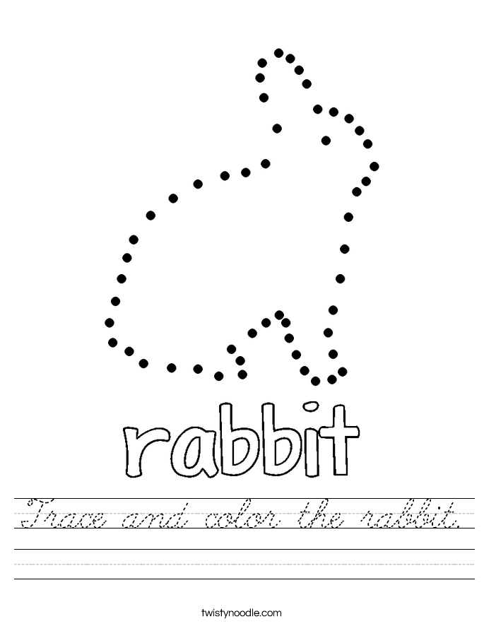 Trace and color the rabbit. Worksheet