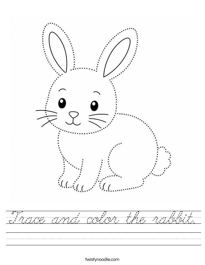 Trace and color the rabbit. Worksheet