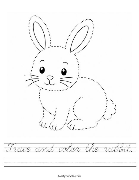 Trace and color the rabbit. Worksheet