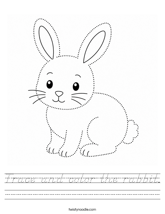 Trace and color the rabbit. Worksheet