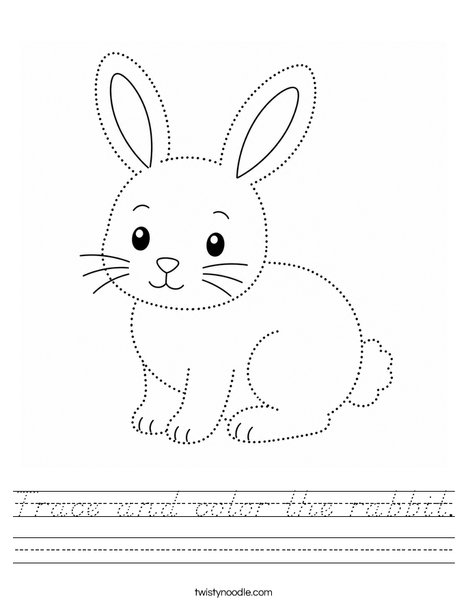 Trace and color the rabbit. Worksheet