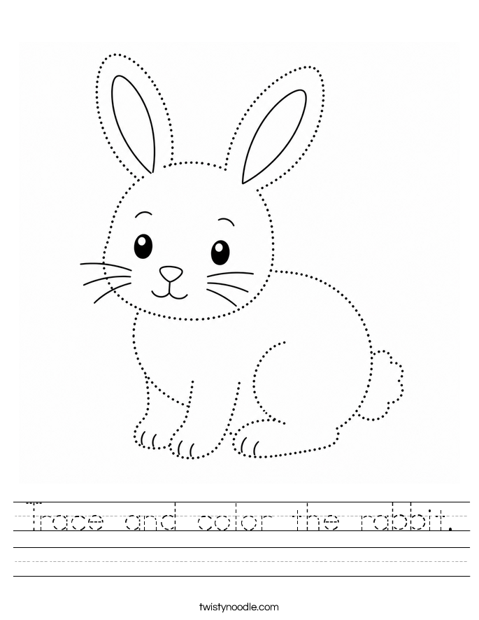 Trace and color the rabbit. Worksheet