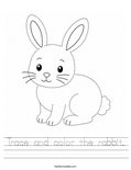 Trace and color the rabbit. Worksheet