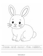 Trace and color the rabbit Handwriting Sheet