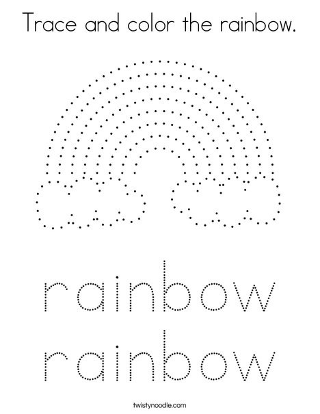 Trace and color the rainbow. Coloring Page