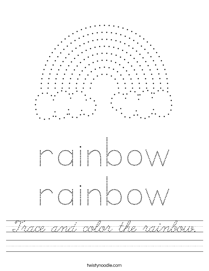 Trace and color the rainbow. Worksheet