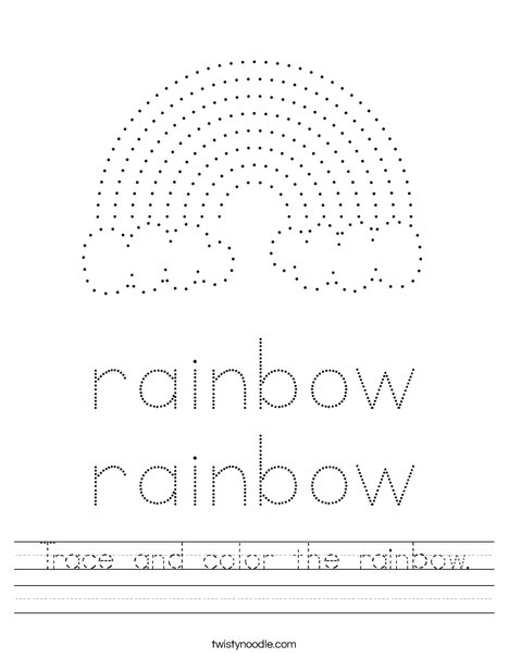 Trace and color the rainbow. Worksheet