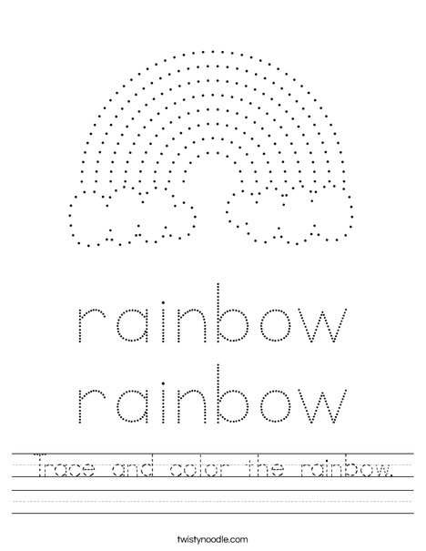 trace and color the rainbow worksheet twisty noodle