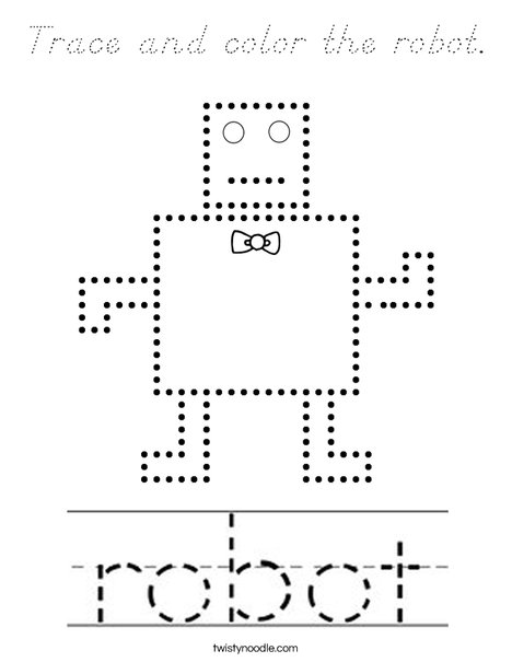 Trace and color the robot. Coloring Page