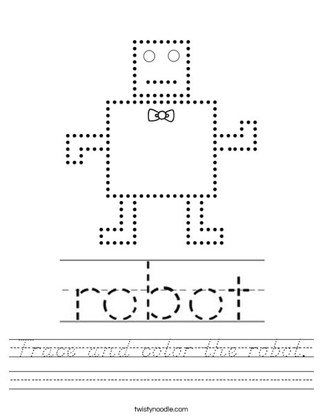 Trace and color the robot. Worksheet