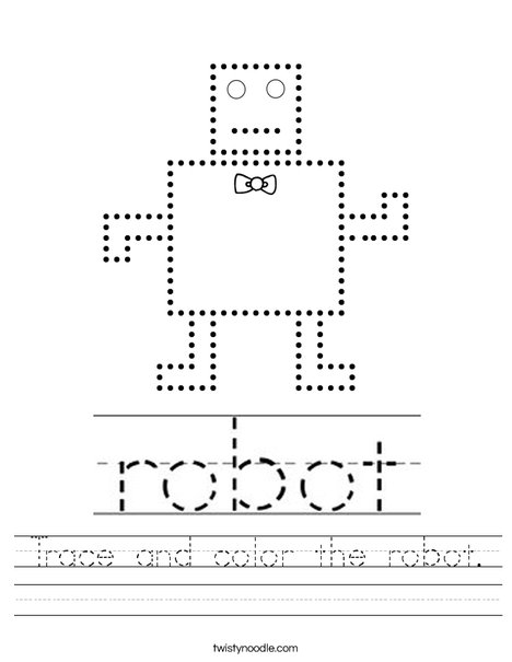 Trace and color the robot. Worksheet