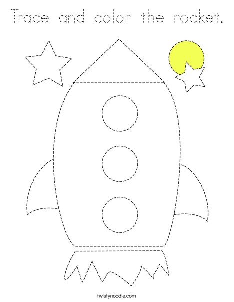 Trace and color the rocket. Coloring Page