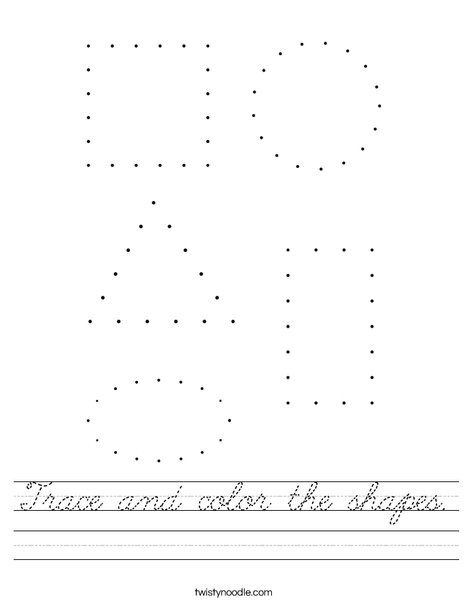 Trace and color the shapes. Worksheet