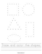 Trace and color the shapes Handwriting Sheet