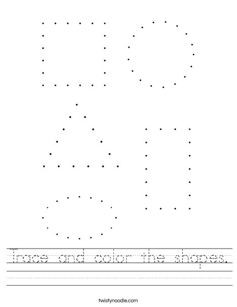 Trace and color the shapes. Worksheet