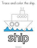 Trace and color the ship. Coloring Page