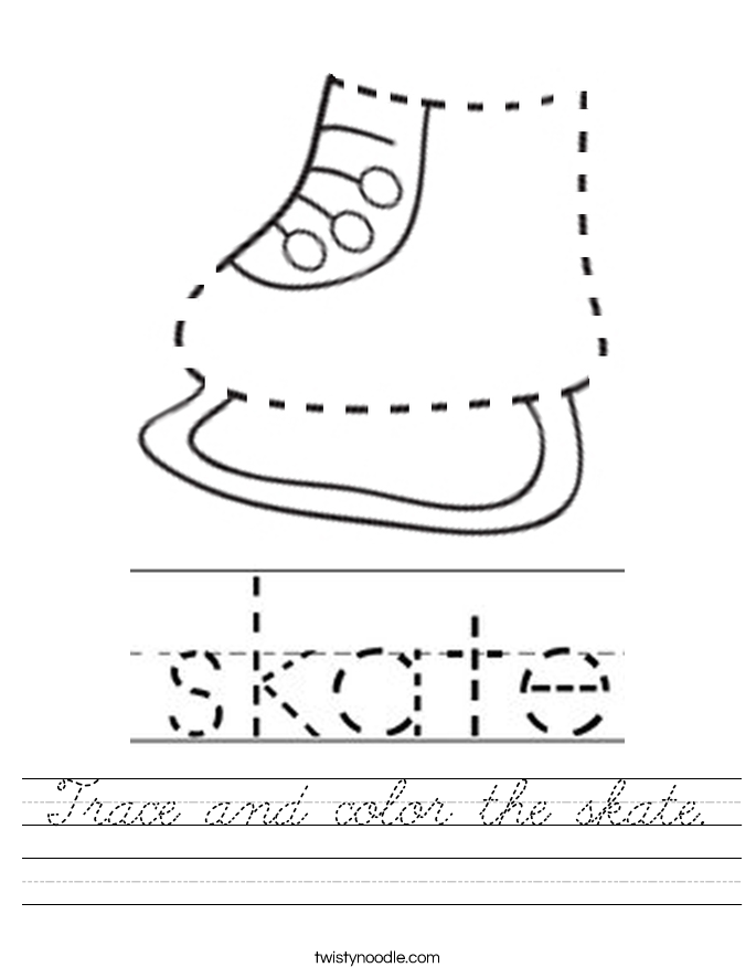 Trace and color the skate. Worksheet