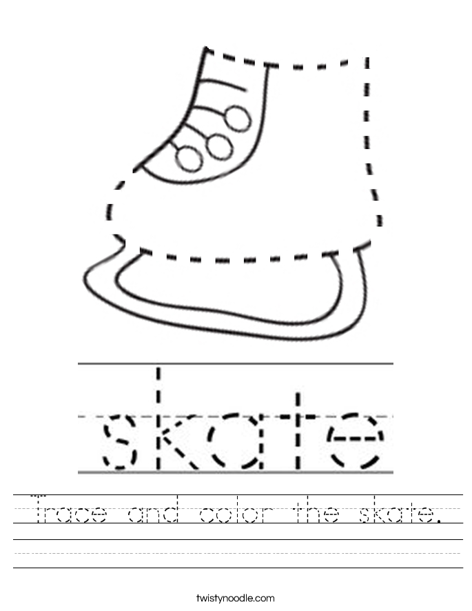 Trace and color the skate. Worksheet