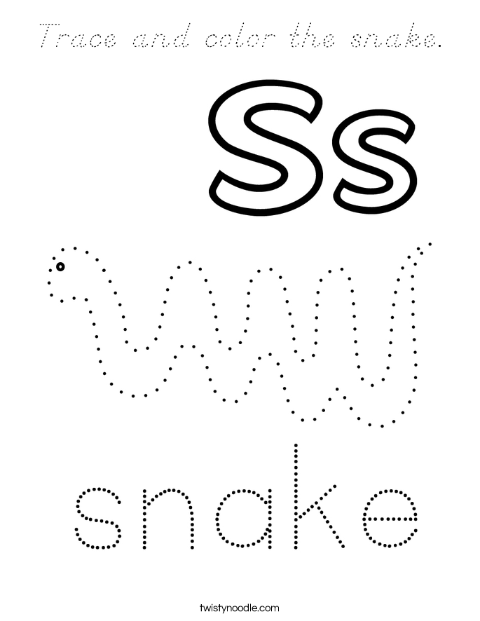 Trace and color the snake. Coloring Page