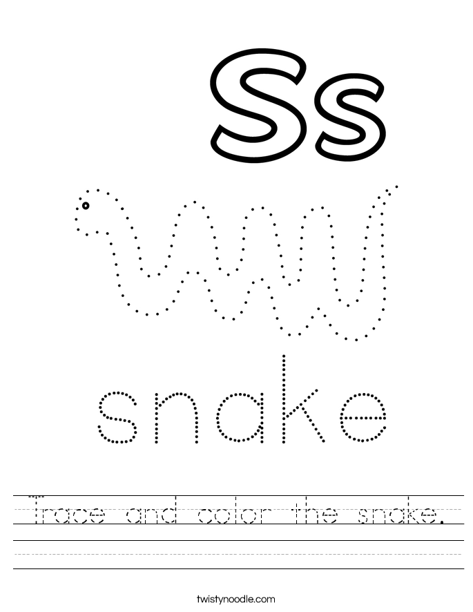 Trace and color the snake. Worksheet