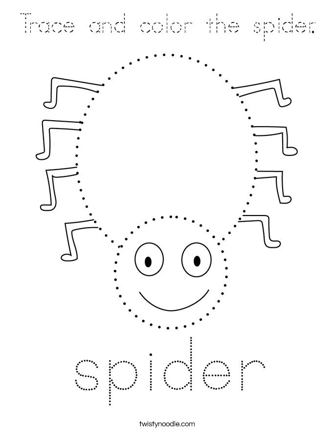Trace and color the spider. Coloring Page