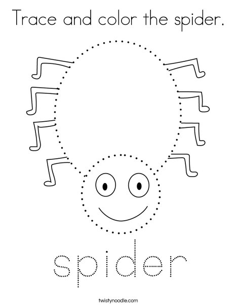 Trace and color the spider. Coloring Page