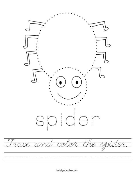 Trace and color the spider. Worksheet