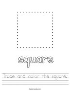 Trace and color the square Handwriting Sheet