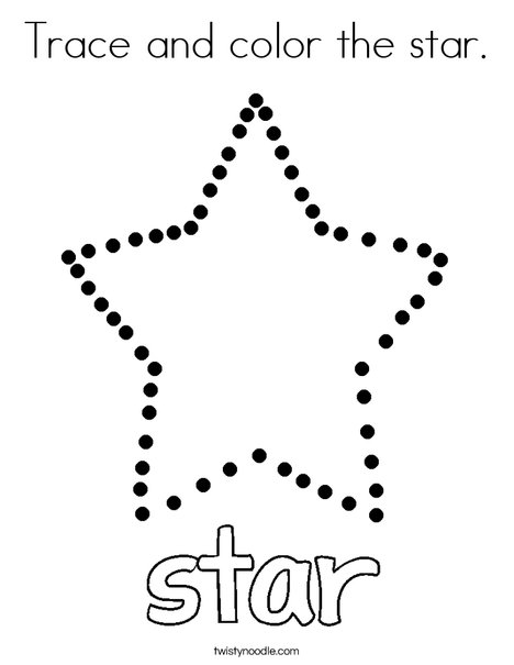 trace and color the star coloring page twisty noodle