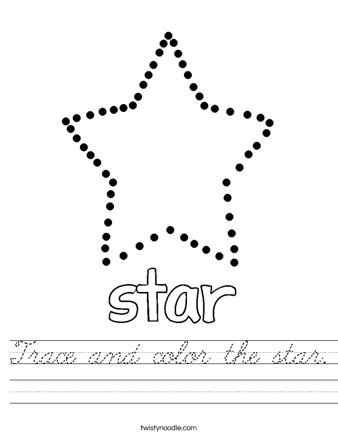 Trace and color the star. Worksheet