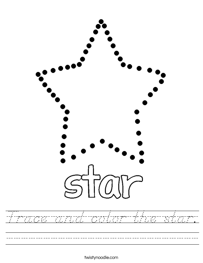 Trace and color the star. Worksheet